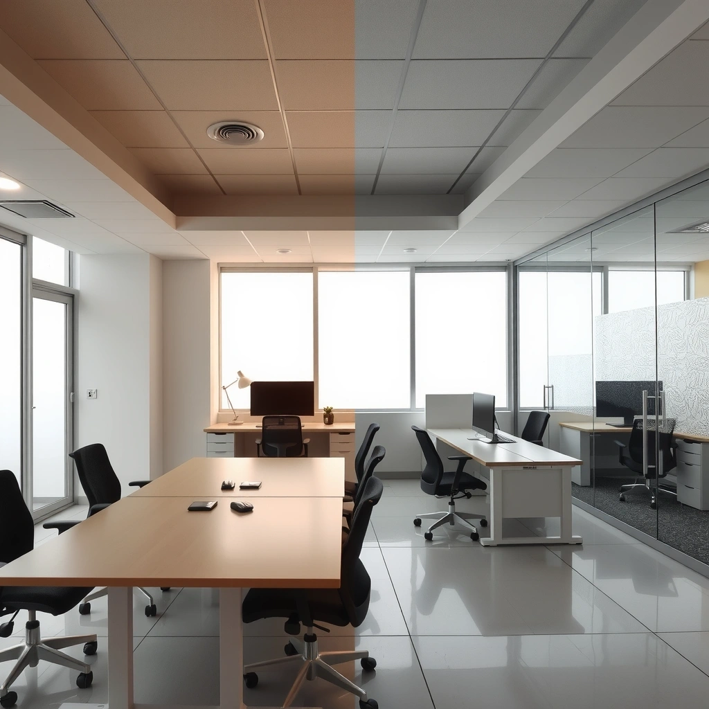 Office cleaning before and after transformation